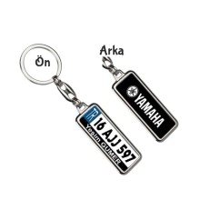 Kişiye Özel Yamaha Logo Tema Plaka Anahtarlık - Gümüş Krom Kaplama