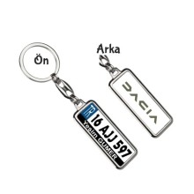 Kişiye Özel Dacia Yeni Logo Tema Plaka Anahtarlık - Gümüş Krom Kaplama