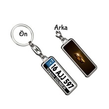 Kişiye Özel Chevrolet Altın Parlama Logo Tema Plaka Anahtarlık - Gümüş Krom Kaplama