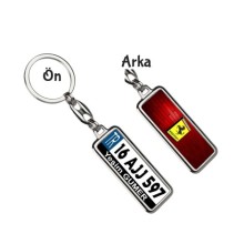 Kişiye Özel Ferrari 3D Vip Logo Tema Plaka Anahtarlık - Gümüş Krom Kaplama