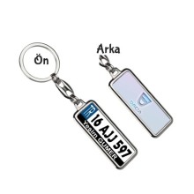 Kişiye Özel Dacia 3D Logo Tema Plaka Anahtarlık - Gümüş Krom Kaplama