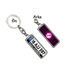 Kişiye Özel Bmw Neon Lights Pembe Logo Tema Plaka Anahtarlık - Gümüş Krom Kaplama