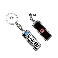 Kişiye Özel Bmw Simli Turuncu Logo Tema Plaka Anahtarlık - Gümüş Krom Kaplama