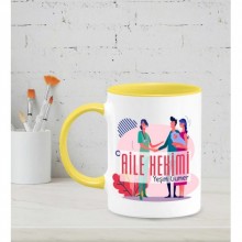 Kişiye Özel Aile Hekimi Tasarımlı Sarı Kupa