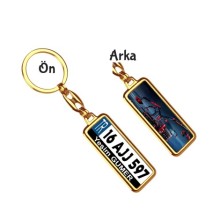 Kişiye Özel Fusa Vinç Ahtapot Logo Tema Plaka Anahtarlık - Altın Krom Kaplama