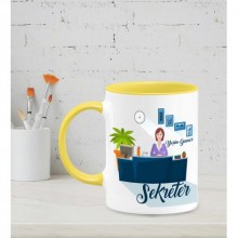 Kişiye Özel Sekreter Tasarımlı Sarı Kupa