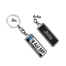 Kişiye Özel Jeep VIP Logo Tema Plaka Anahtarlık - Gümüş Krom Kaplama