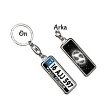 Kişiye Özel Hyundai Beyaz Parıltı Logo Tema Plaka Anahtarlık - Gümüş Krom Kaplama