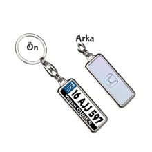 Kişiye Özel Honda 3D Logo Tema Plaka Anahtarlık - Gümüş Krom Kaplama