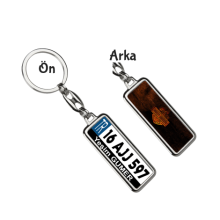 Kişiye Özel Harley Davidson Alev Logo Tema Plaka Anahtarlık - Gümüş Krom Kaplama