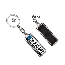 Kişiye Özel Harley Davidson Karbon Logo Tema Plaka Anahtarlık - Gümüş Krom Kaplama