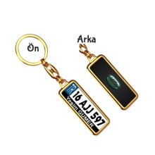 Kişiye Özel Land Rover VIP Logo Tema Plaka Anahtarlık - Altın Krom Kaplama