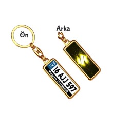 Kişiye Özel Suziki Parıltı Sarı Logo Tema Plaka Anahtarlık - Altın Krom Kaplama