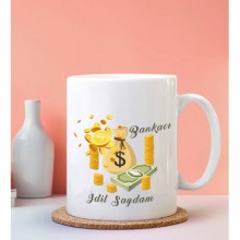 Kişiye Özel Bankacı Tasarımlı Beyaz Kupa