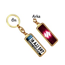 Kişiye Özel Suziki Parıltı Violet Logo Tema Plaka Anahtarlık - Altın Krom Kaplama