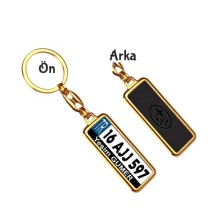 Kişiye Özel Subaru Karbon Logo Tema Plaka Anahtarlık - Altın Krom Kaplama