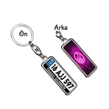 Kişiye Özel Subaru Neon Pembe Logo Tema Plaka Anahtarlık - Gümüş Krom Kaplama