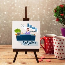 Kişiye Özel Sekreter Tasarımlı Şövale Ayaklı Dekoratif Doğal Taş