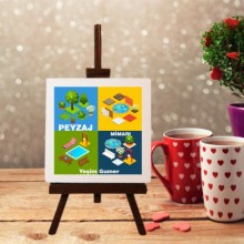 Kişiye Özel Peyzaj Mimarı Tasarımlı Şövale Ayaklı Dekoratif Doğal Taş