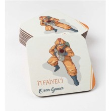 Kişiye Özel İtfaiyeci 2 Temalı Bardak Altlığı | MDF Kare