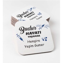 Kişiye Özel Budur Hayatı Yaşamak Tema Bardak Altlığı | MDF Kare