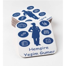 Kişiye Özel Hemşire Bayan Temalı Bardak Altlığı | MDF Kare