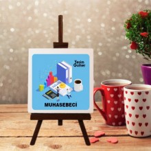 Kişiye Özel Muhasebeci Tasarımlı Şövale Ayaklı Dekoratif Doğal Taş