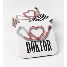 Kişiye Özel Doktor 3 Temalı Bardak Altlığı | MDF Kare