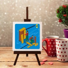 Kişiye Özel Marangoz Tasarımlı Şövale Ayaklı Dekoratif Doğal Taş