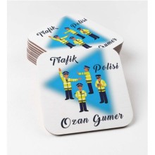 Kişiye Özel Trafik Polis Temalı Bardak Altlığı | MDF Kare