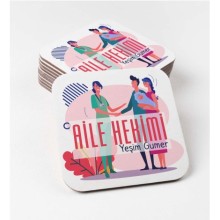 Kişiye Özel Aile Hekimi Temalı Bardak Altlığı | MDF Kare