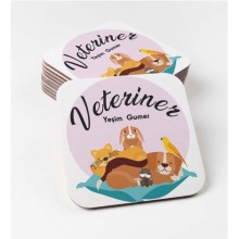 Kişiye Özel Veteriner Temalı Bardak Altlığı | MDF Kare