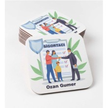 Kişiye Özel Sigortacı Temalı Bardak Altlığı | MDF Kare