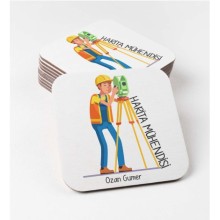 Kişiye Özel Harita Mühendisi Temalı Bardak Altlığı | MDF Kare