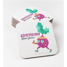 Kişiye Özel Diyetisyen 2 Temalı Bardak Altlığı | MDF Kare