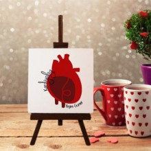 Kişiye Özel Kardiyolog Tasarımlı Şövale Ayaklı Dekoratif Doğal Taş