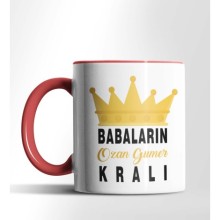Kişiye Özel Babaların Kralı 3 Tasarımlı Kırmızı Renkli Kupa