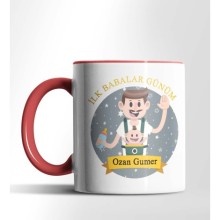 Kişiye Özel İyiki Doğdun Canım Babam Tasarımlı Kırmızı Renkli Kupa