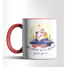 Kişiye Özel Eğlenceli Baba Tasarımlı Kırmızı Renkli Kupa