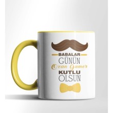 Kişiye Özel Babalar Günün Kutlu Olsun Tasarımlı Sarı Renkli Kupa