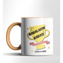 Kişiye Özel Babaların Babası Tasarımlı Turuncu Renkli Kupa