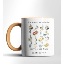 Kişiye Özel İlk Babalar Günün Kutlu Olsun Tasarımlı Turuncu Renkli Kupa