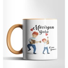 Kişiye Özel Müzisyen Baba Tasarımlı Turuncu Renkli Kupa