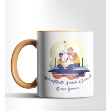 Kişiye Özel Eğlenceli Baba Tasarımlı Turuncu Renkli Kupa