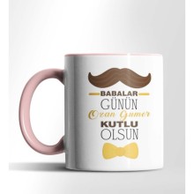 Kişiye Özel Babalar Günün Kutlu Olsun 5 Tasarımlı Pembe Renkli Kupa