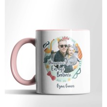 Kişiye Özel Fotoğraflı 2 Tasarımlı Pembe Renkli Kupa