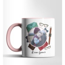 Kişiye Özel Fotoğraflı Tasarımlı Pembe Renkli Kupa