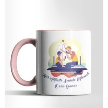 Kişiye Özel Eğlenceli Baba Tasarımlı Pembe Renkli Kupa