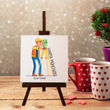 Kişiye Özel Harita Mühendisi Tasarımlı Şövale Ayaklı Dekoratif Doğal Taş