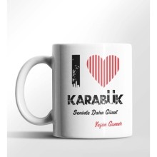 Kişiye Özel Karabük Seninle Daha Güzel Tema Beyaz Kupa